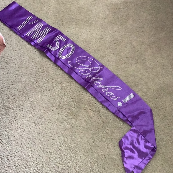 Party satin purple party banner cross shoulder with bling 50 years 💕💕💕 - Picture 9 of 12